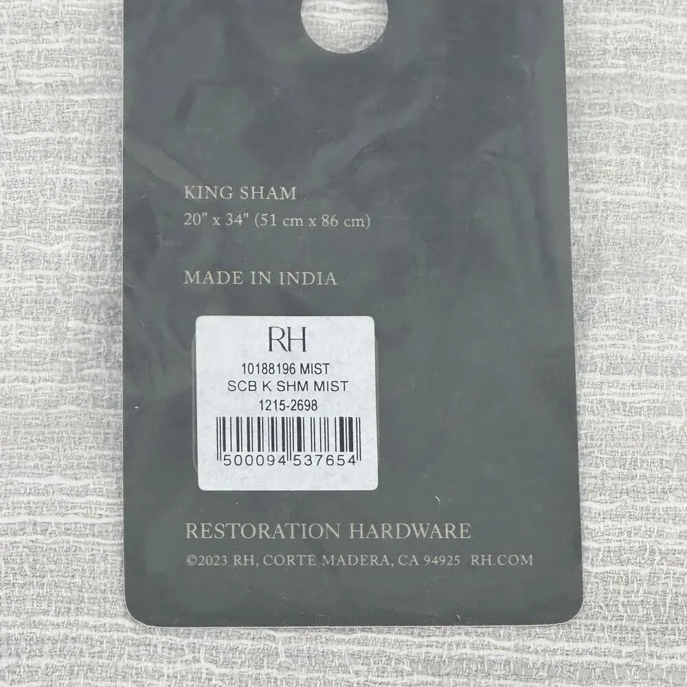 Restoration Hardware Striated Cotton Linen Pillow Sham King Size Mist